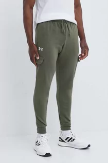 Spodnie męskie - Under Armour spodnie dresowe kolor zielony gładkie - grafika 1