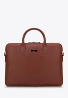 Torby na laptopy - Torba na laptopa 11’’/12’’ skórzana klasyczna brązowa - miniaturka - grafika 1