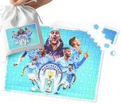 Puzzle - PUZZLE - MANCHESTER CITY WZORY DLA MAŁEGO PIŁKARZA 120el + WORECZEK - miniaturka - grafika 1