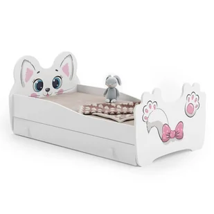 Łóżko pojedyncze Pink Cat 140x70 z szufladą - Łóżka dla dzieci i młodzieży - miniaturka - grafika 1