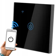 Wyłączniki światła i elektryczne - Włącznik światła WIFI i dotykowy, pojedynczy, szklany panel, czarny. (1LM) - miniaturka - grafika 1