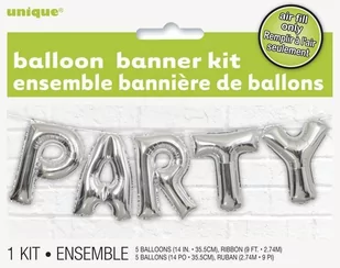 Balonowy baner Party srebrny - 2,74 m - 1 kpl - Balony i akcesoria - miniaturka - grafika 1