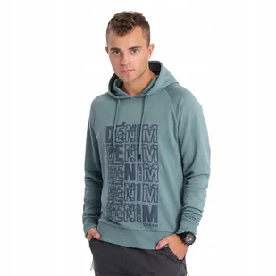 Bluza męska nierozpinana z kapturem i nadrukiem turkusowa V2 OM-SSPS-0158 M - Bluzy męskie - miniaturka - grafika 1