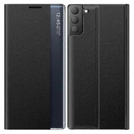 Etui i futerały do telefonów - Kompatybilny z Samsung Galaxy S21 FE View Window Etui na telefon Anti-fall Skórzana powłoka ochronna ze stojakiem - czerwona -HK603 Czarny - miniaturka - grafika 1