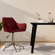 Krzesła - shumee Obrotowe krzesło stołowe winna czerwień obite tkaniną - miniaturka - grafika 1