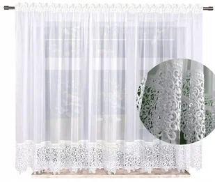 Firana Gotowa Gładka Z Gipiurą 170x400 Firany Gotowe Z Koronką Długie Salon - Firany - miniaturka - grafika 1