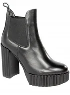 Botki damskie - Czarne botki damskie CARINII B8758-E50 skóra modne słupek r.39 - miniaturka - grafika 1