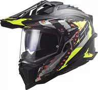 Kaski motocyklowe - LS2, Kask cross motocykl Explorer carbon Extend mat hv żółty 06, XL - miniaturka - grafika 1