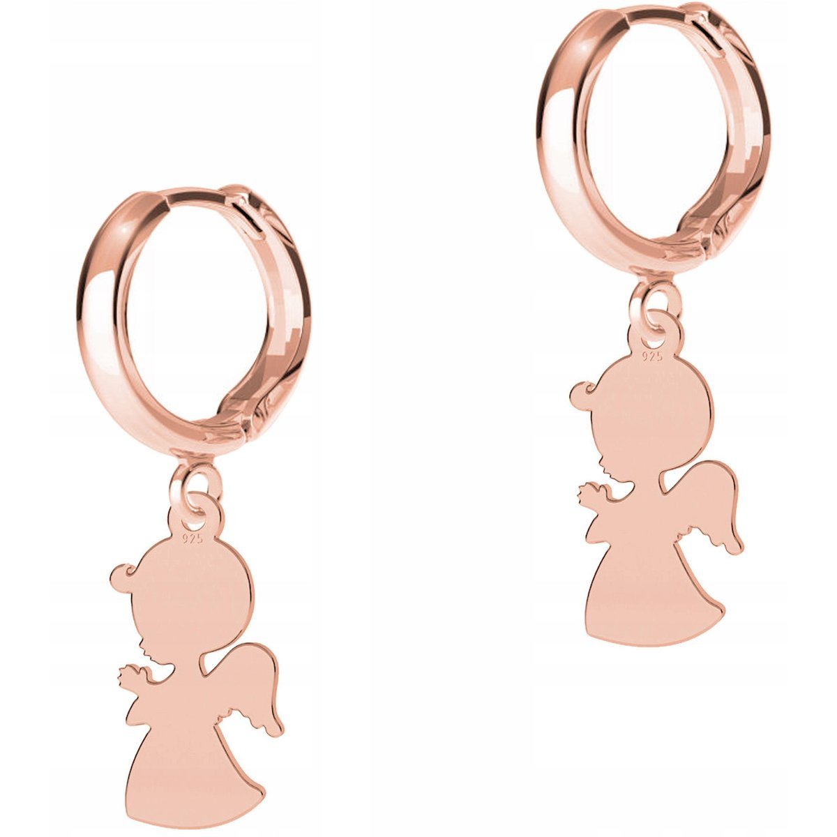 Kolczyki Pozłacane Anioły Chłopiec Aniołki Angel Anioł Stróż SREBRO 925