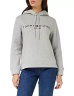 Bluzy damskie - Tommy Hilfiger Damska bluza z kapturem Heritage Hilfiger Ls z kapturem, Jasnoszary Htr, XXS - miniaturka - grafika 1