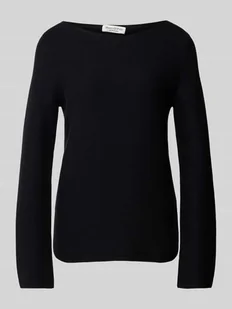 Sweter z dzianiny z prążkowanym dekoltem w łódkę - Swetry damskie - miniaturka - grafika 1