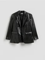 Marynarki i żakiety damskie - Reserved - Marynarka z imitacji skóry - czarny - miniaturka - grafika 1