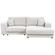 Narożniki - BELIANI Narożnik lewostronny 3-osobowy biały tapicerowany sofa narożna dodatkowe poduszki minimalistyczny styl - miniaturka - grafika 1