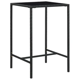 vidaXL Lumarko Ogrodowy stolik barowy, czarny, 70x70x110 cm, rattan PE i szkło! 313458 - Stoły ogrodowe - miniaturka - grafika 8