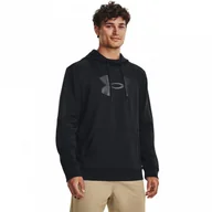 Bluzy sportowe męskie - Męska bluza treningowa nierozpinana z kapturem Under Armour UA Armour Fleece Big Logo HD - czarna - UNDER ARMOUR - miniaturka - grafika 1