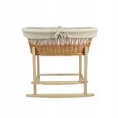 Pościel dla dzieci - Wiklinowy kosz Mojżesza Oliwia naturalny z kołyską i pościelą muślin beżowy - miniaturka - grafika 1