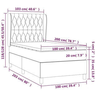Łóżko kontynentalne z materacem, ciemnoszara tkanina 100x200 cm Lumarko! - Łóżka - miniaturka - grafika 8