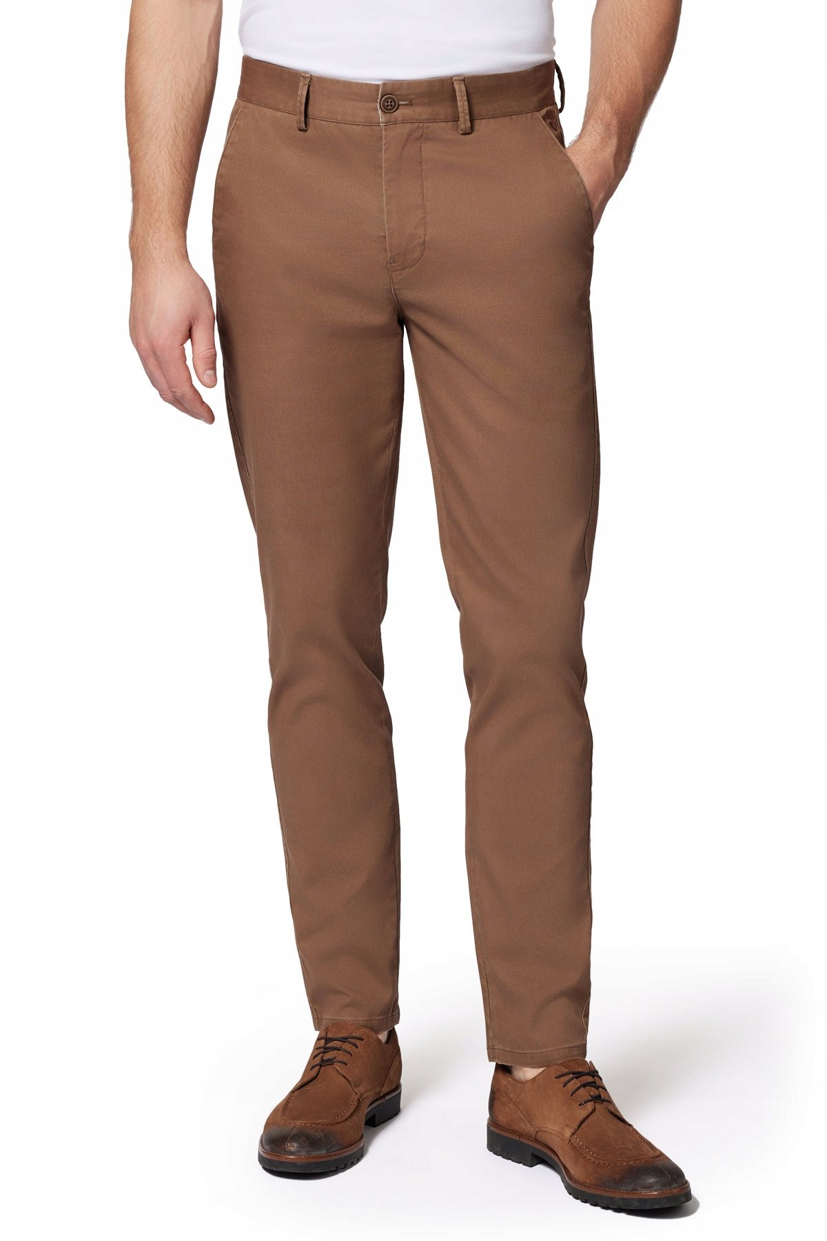 Spodnie Chino Slim Fit Beżowe z Bawełną Próchnik PM2 W38/L32