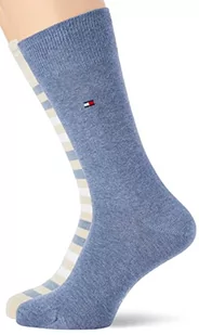 Tommy Hilfiger Męskie skarpety Duo Stripe Classic (2 sztuki), beżowy/denim melange, 39 EU - Skarpetki męskie - miniaturka - grafika 1