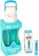 Butelki filtrujące - Butelka filtrująca Solid Turkusowa 0,5L + 2x filtr wkład węglowy do butelki - miniaturka - grafika 1