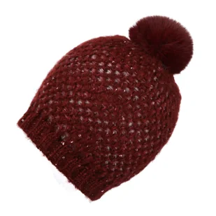 Regatta Damska czapka Lorelai Bobble IV Bordowy - Czapki damskie - miniaturka - grafika 1
