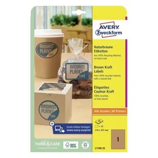 Avery Zweckform Etykiety papierowe ekologiczne 210x297 ZWECKFORM trwałe brązowe 25ark 25 etykiet /L7109-25/ ZW715 - Etykiety do drukarek - miniaturka - grafika 2