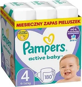 PAMPERS Active Baby Pieluszki Rozmiar 4 180 Sztuk Duże Opakowanie Pudełko - Pieluchy - miniaturka - grafika 1