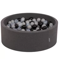Suche baseny - KiddyMoon Suchy basen okrągły z piłeczkami 7cm ciemnoszary: czarny-szary-transparent 90x30cm/300piłek Zabawka basen piankowy - miniaturka - grafika 1