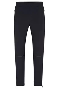 BOSS Męskie spodnie do biegania T Track2 Tapered-Fit z dekoracyjnymi elementami odblaskowymi, Black1, 54 - Spodenki męskie - miniaturka - grafika 1