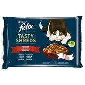 Mokra karma dla kotów - Purina Felix TASTY SHREDS Wiejskie Smaki z Wołowiną i z Kurczakiem 4x80g mokra karma dla kotów dorosłych 4 x 80 g - miniaturka - grafika 1