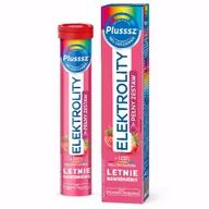 Układ pokarmowy - Plusssz Elektrolity + 100% Multiwitamina, smak poziomka-truskawka, 24 tabletki musujące - miniaturka - grafika 1