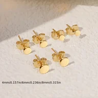Kolczyki - TEMU 6 sztuk/zestaw Małe kolczyki ze stali nierdzewnej 316 - Okrągłe i kwadratowe, galwanizowane złotem, nietoksyczne kolczyki, minimalistyczna - miniaturka - grafika 1