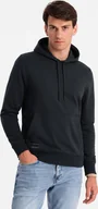 Bluzy męskie - Ombre Męska dresowa bluza bawełniana kangurka z kapturem BASIC czarna V9 OM-SSBN-0161 S - miniaturka - grafika 1