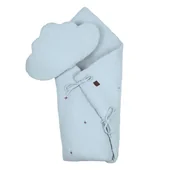 Rożki i beciki - Hi Little One kołderka rożek z podusią z oddychającej organicznej BIO bawełny Baby Blue - miniaturka - grafika 1