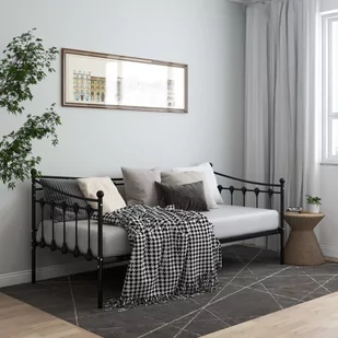 vidaXL Lumarko Rama sofy, czarna, metalowa, 90x200 cm 324755 - Łóżka - miniaturka - grafika 1