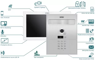 Wideodomofon dwużyłowy ze skrzynką na listy 5tech 82218 VirgoOne 7&quot;(W) Aplikacja WiFi - Wideodomofony - miniaturka - grafika 2
