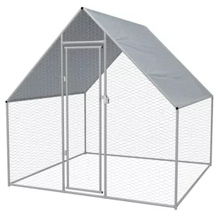 VidaXL Klatka zewnętrzna dla kurcząt, stal galwanizowana, 2x2x1,92 m - Akcesoria do hodowli zwierząt - miniaturka - grafika 2