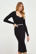 Sukienki - Karl Lagerfeld sukienka kolor czarny midi dopasowana - miniaturka - grafika 1