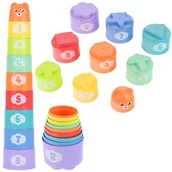 Sortery dla dzieci - Nobo Kids, Kubeczki Edukacyjne Układanka Wieża Piramidka Miś - miniaturka - grafika 1