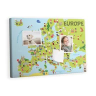 Tablice i flipcharty - Kolorowy Organizer - Tablica Korkowa z Pinezkami - Mapa świata z flagami 60x40 cm - miniaturka - grafika 1