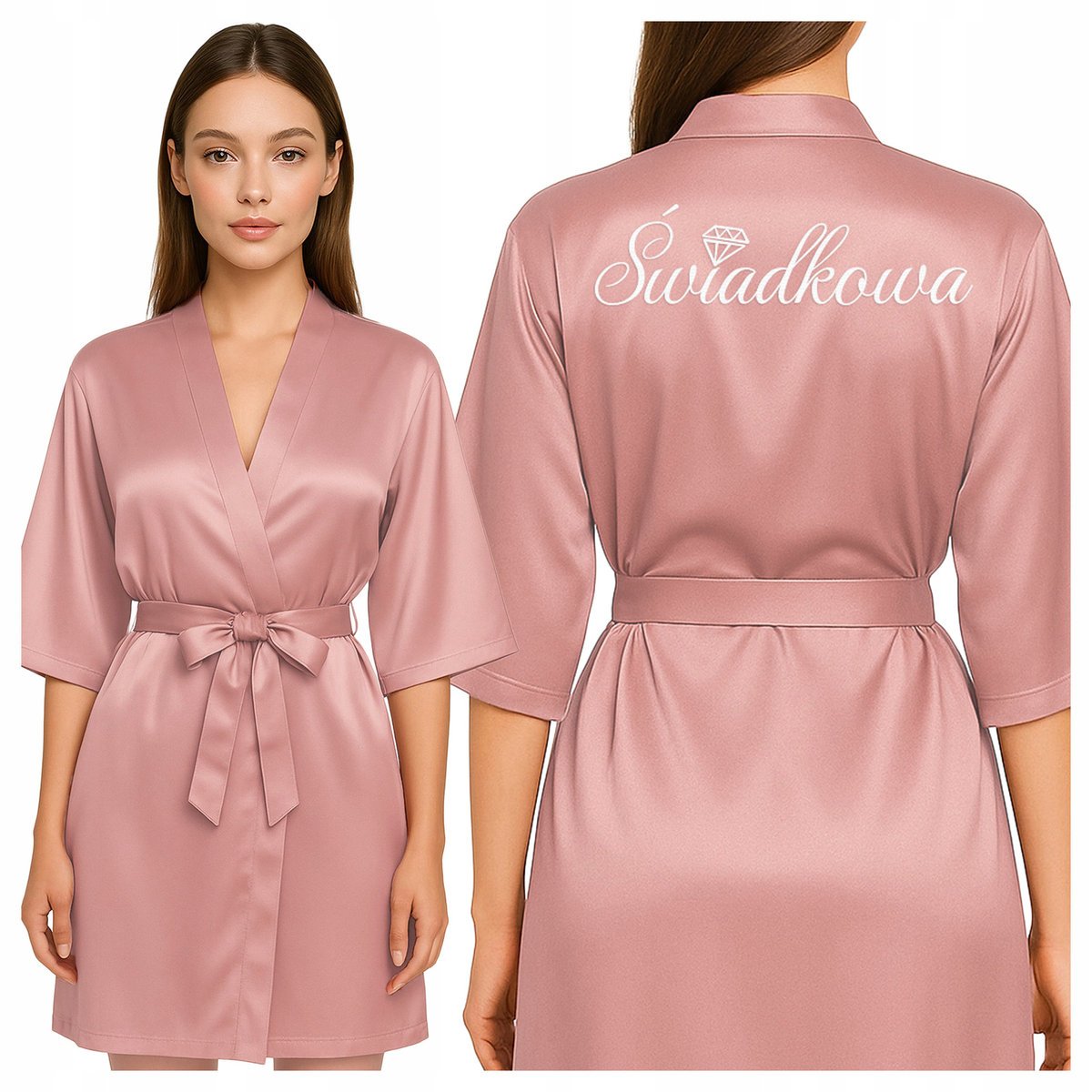 Szlafrok damski satynowy z napisem Świadkowa - S
