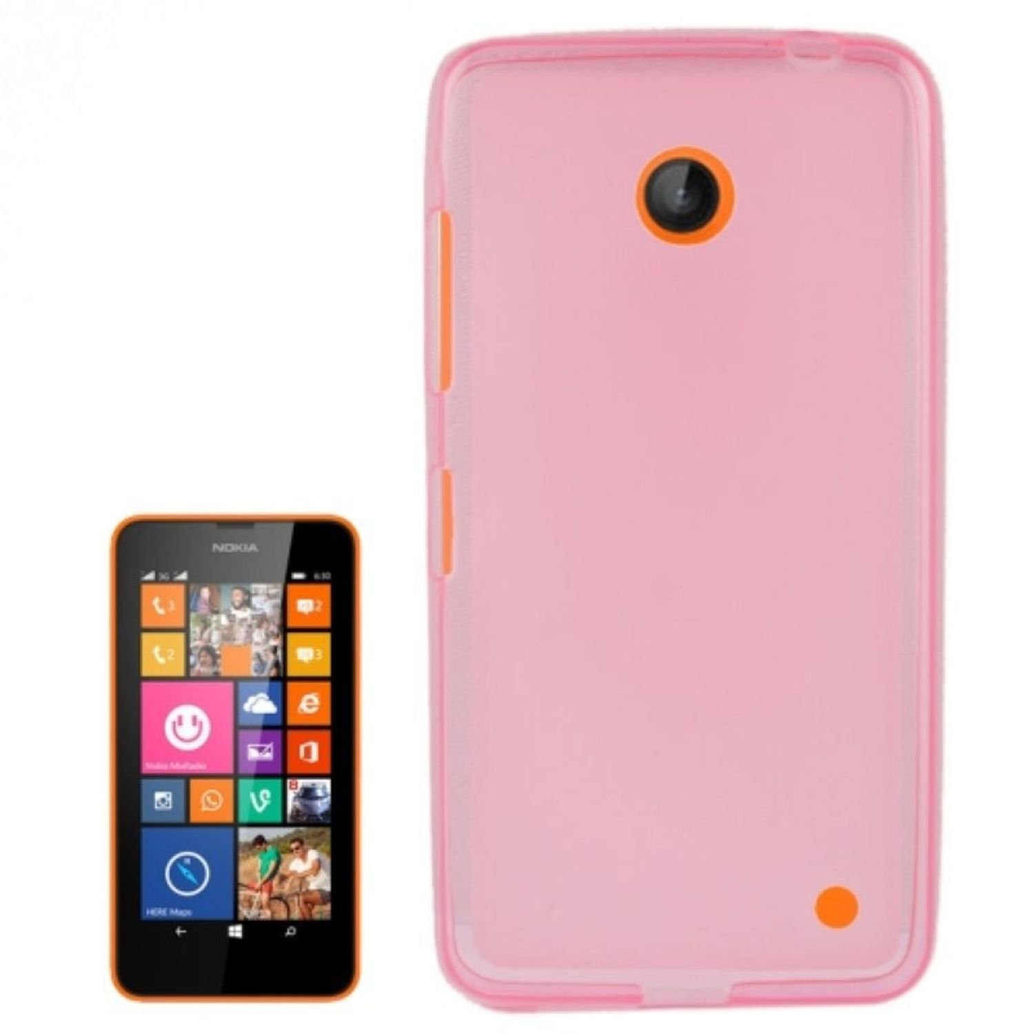 Etui na telefon komórkowy Półprzezroczyste etui TPU do Nokia Lumia 630 / 635 Różowy