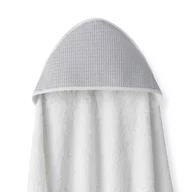 Okrycia kąpielowe dla dzieci - Okrycie kąpielowe 100x100 Fartuch biały szary ręcznik z kapturkiem bawełniany frotte - miniaturka - grafika 1