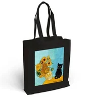 Torby i wózki na zakupy - Torba bawełniana z nadrukiem Słoneczniki w wazonie Vincent van Cat - miniaturka - grafika 1