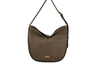 Duża torebka zamszowa na ramię - Beżowa ciemna - Torebki damskie Duża torebka zamszowa na ramię - Beżowa ciemna - Torebki damskie - miniaturka - grafika 1