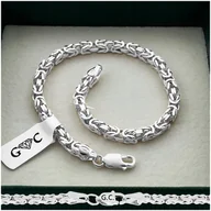 Bransolety męskie - SREBRNA BRANSOLETKA MĘSKA SPLOT KRÓLEWSKI 21cm/3,8mm SREBRO 925 + Y - miniaturka - grafika 1