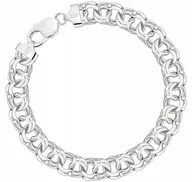 Bransolety męskie - SREBRNA BRANSOLETKA MĘSKA PEŁNA DIAMENTOWANA GARIBALDKA 10 MM GRAWER GRATIS - miniaturka - grafika 1