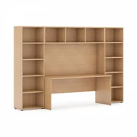 Regały biurowe - B2B Partner Biblioteka z wbudowanym biurkiem, 2950x700/400x1923 mm, buk 610823 - miniaturka - grafika 1