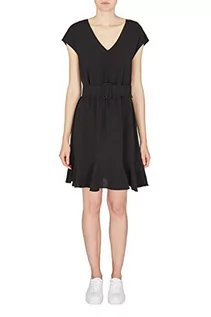 Sukienki - Armani Exchange Damska sukienka Sustainable, dekolt w serek, czarna, ekstra mała, czarny, XS - grafika 1