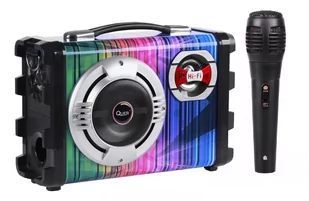 Quer kom0836 mały kompatibiles system głośników z plikami MP3 poprzecznego, Bluetooth, radio FM, karaoke Czarny KOM0836 - Akcesoria do MP3 - miniaturka - grafika 2